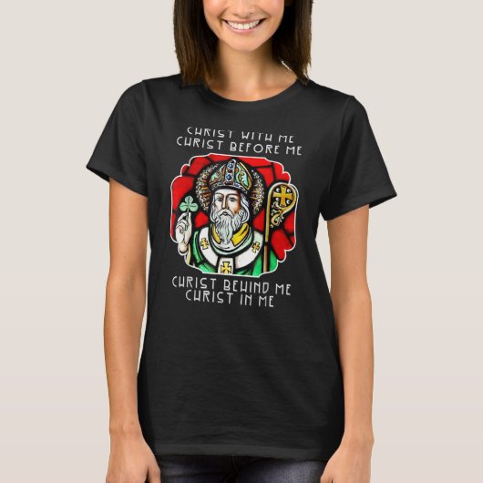 St. Patrick Schutzheiliger von Irland Gebetsbrusts T-Shirt (Vorderseite)