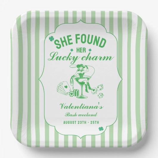 St patrick she found her lcuky charm bachelorette pappteller (Vorderseite)