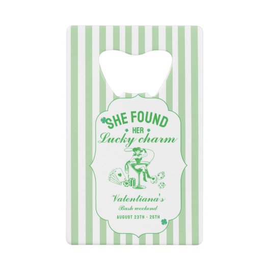 St patrick she found her lucky charm bachelorette geldbeutel flaschenöffner (Vorderseite)