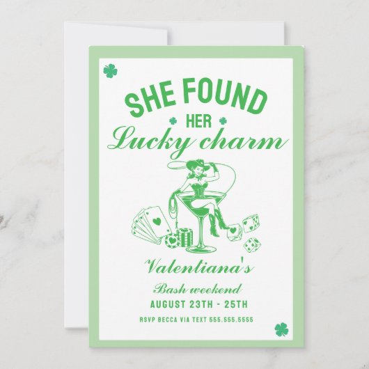 St patrick she found her uckycharm bachelorette einladung (Vorderseite)