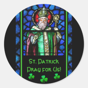 St. Patrick Stains-Glass Irish Kleeblatts Runder Aufkleber