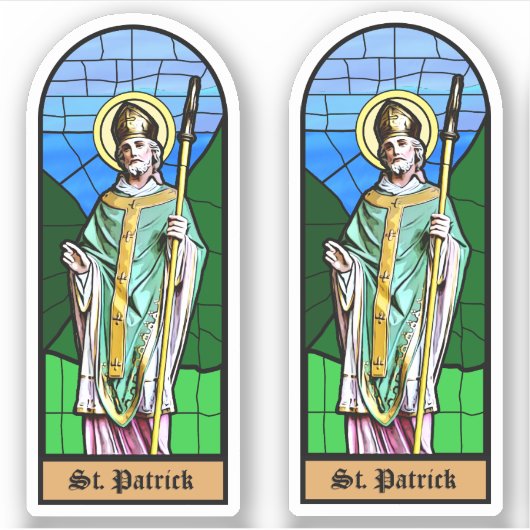St. Patrick Statue Custom-Cut Vinyl Sticker (Vorderseite)