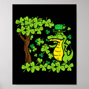 St. Patrick Tag Alligator Shamrock Saint Pattys Mä Poster