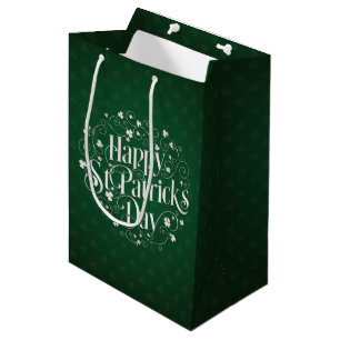 St Patrick Tag - gewirbelte Wort-Kunst Mittlere Geschenktüte