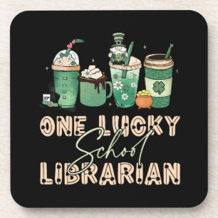 St. Patrick Tag Glückliche Bibliothekarin Getränkeuntersetzer
