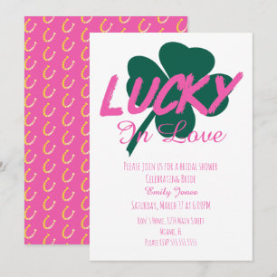 St. Patrick Tag Glückliche Pinke Hochzeitsdusche E Einladung