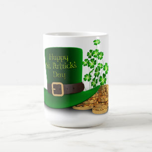 St Patrick Tag - Hut u. Klee u. Münzen Kaffeetasse