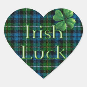 St Patrick Tag "irischer GlückTartan " Herz-Aufkleber