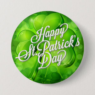 St Patrick Tag - Kleeblatt u. Wort-Kunst Button