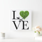 St. Patrick-Tag| Liebe| grünes glitzerndes Herz Quadratische Wanduhr (Zuhause)