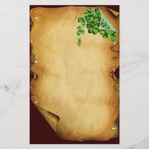 ST PATRICK TAG /Shamrocks auf Brown-Pergament Briefpapier