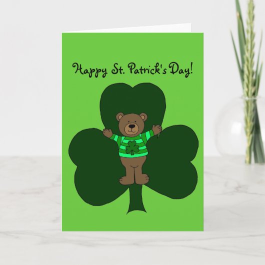 St Patrick Tagesbärn- und -Kleeblattkarte Karte (Vorderseite)