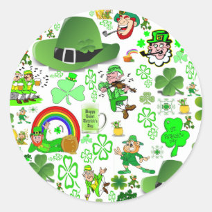 St Patrick Tagescollage Runder Aufkleber