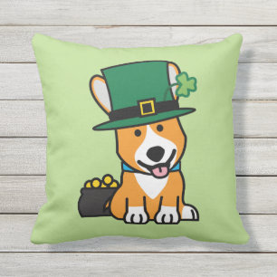 St Patrick Tagescorgi-Kobold-Hundewelpen-Hündchen Kissen