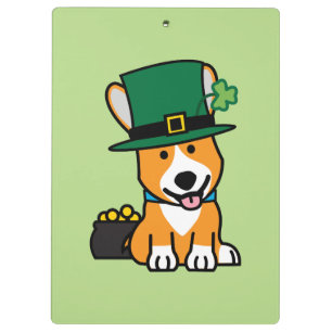 St Patrick Tagescorgi-Kobold-Hundewelpen-Hündchen Klemmbrett
