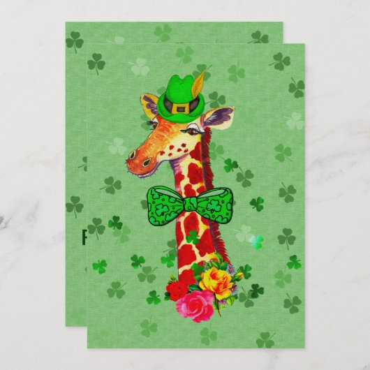 St Patrick Tagesgiraffe Einladung (Vorne/Hinten)