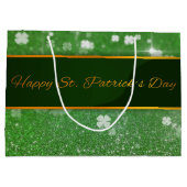 St Patrick TagesGlitzer-Kleeblatt Große Geschenktüte (Rückseite)