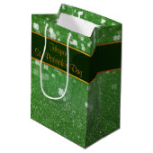 St Patrick TagesGlitzer-Kleeblatt Mittlere Geschenktüte (Rückseite Schrägansicht)