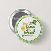 St Patrick Tagesglück der Iren kariert Button (Vorne & Hinten)