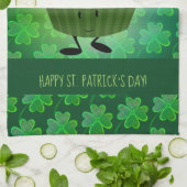 St Patrick Tagesgrün-Cartoon-Kleeblatt Geschirrtuch (Gefaltet)