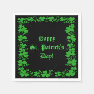 St Patrick Tagesgrüne und schwarze Serviette