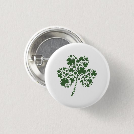St Patrick Tagesirischer Kleeblatt-Klee Button (Vorne & Hinten)