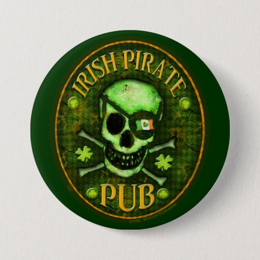 St Patrick Tagesirischer Piraten-Kneipen-Knopf Button (Vorderseite)