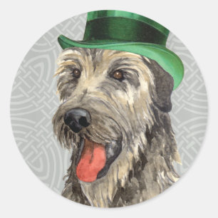 St Patrick Tagesirischer Wolfhound Runder Aufkleber