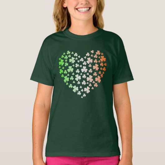 St Patrick Tagesirisches Kleeblatt-Herz T-Shirt (Vorderseite)