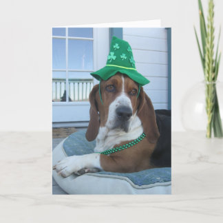 St Patrick Tageskarte mit Basset Hound Karte