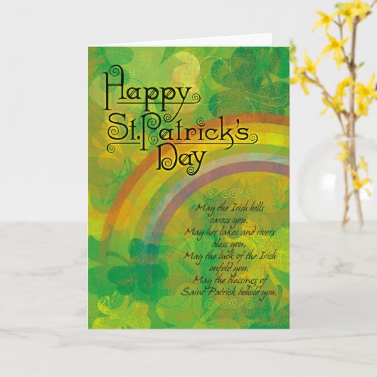 St Patrick Tagesklee-Regenbogen Karte (Gelbe Blume)