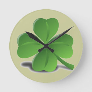 St Patrick TagesKleeblatt-Klee-Uhr Runde Wanduhr