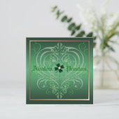 St Patrick TagesKleeblatt-Wappen-Hochzeit Einladung (Stehend Vorderseite)