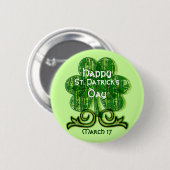 St Patrick Tagesknopf ~ Grunge-Kleeblatt Button (Vorne & Hinten)