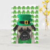 St Patrick TagesMops-Gruß-Karte Karte (Gelbe Blume)