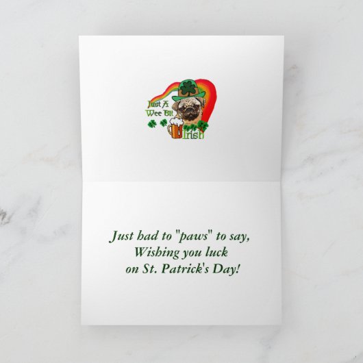 St Patrick TagesMops Karte (Innenseite)