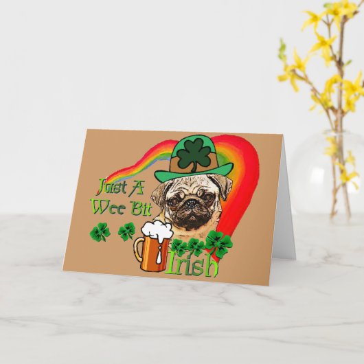 St Patrick TagesMops Karte (Gelbe Blume)