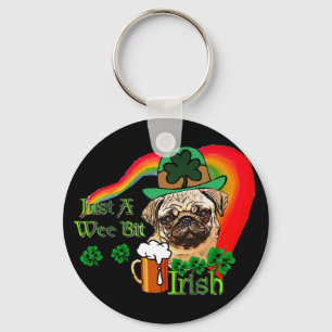 St Patrick TagesMops Schlüsselanhänger