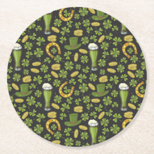 St Patrick Tagesmuster Runder Pappuntersetzer
