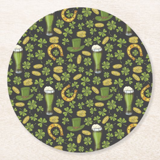 St Patrick Tagesmuster Runder Pappuntersetzer (Vorderseite)