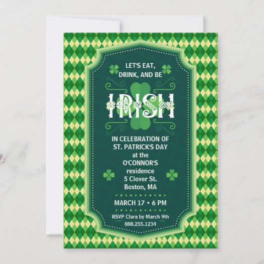 St Patrick TagesParty Einladung (Vorderseite)