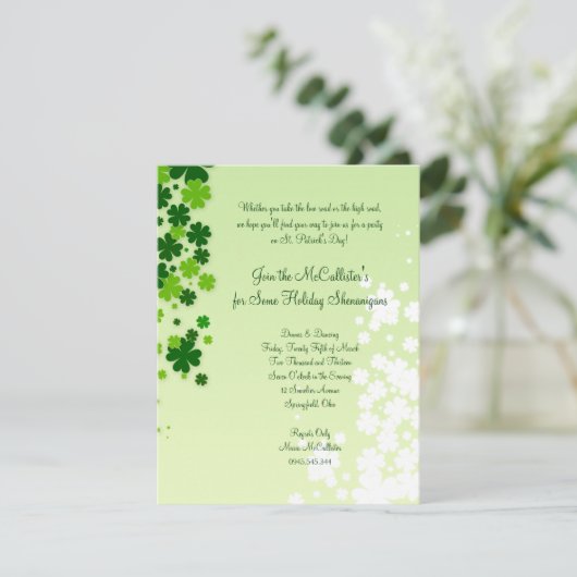 St Patrick TagesParty Einladung (Stehend Vorderseite)