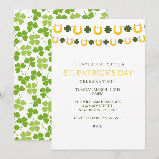St Patrick TagesParty Einladungen (Vorne/Hinten)