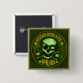 St Patrick Tagespiraten-Kneipen-Schädel-Knopf Button (Vorne & Hinten)
