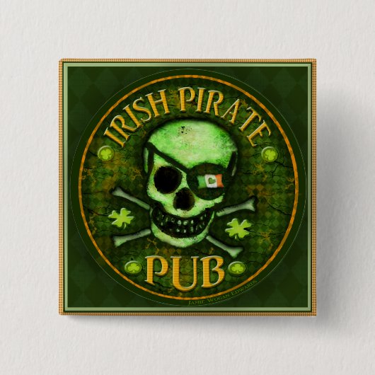 St Patrick Tagespiraten-Kneipen-Schädel-Knopf Button (Vorderseite)