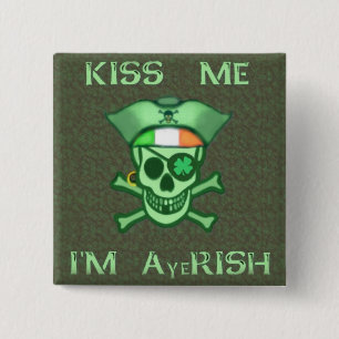 St Patrick Tagespiraten-Schädel-Knopf Button