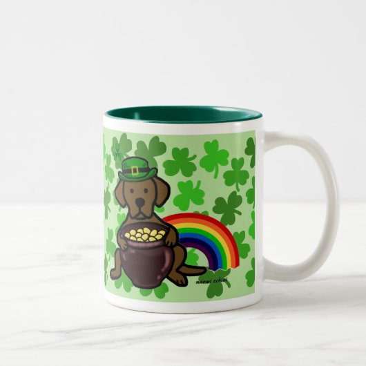 St Patrick Tagesschokolade Labrador Zweifarbige Tasse (Rechts)