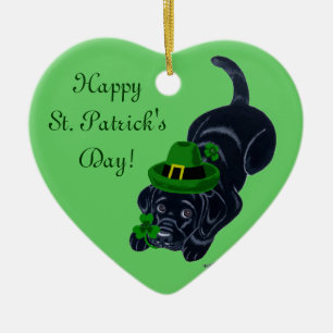 St Patrick Tagesschwarz-Labrador-Welpe Keramik Ornament