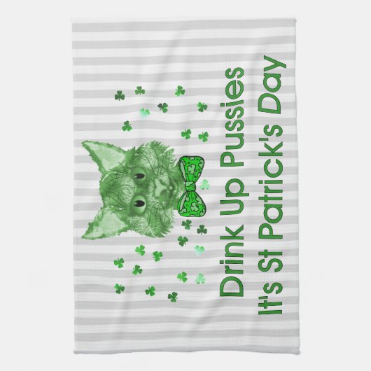 St Patrick Tagesscrapper-Katze Küchentuch (Vertikal)