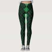 St Patrick TagesTartan u. -Kleeblätter Leggings (Vorderseite)